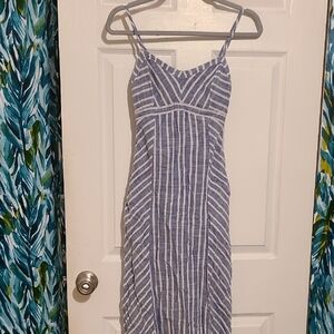 Chic Blue and White Striped Maxi Dress